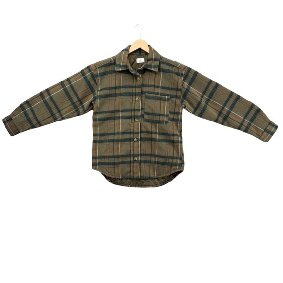 Cozi Scala Woven Shacket Womens Brown Plaid Lined Long Sleeve Jacket Size S - Picture 3 of 12